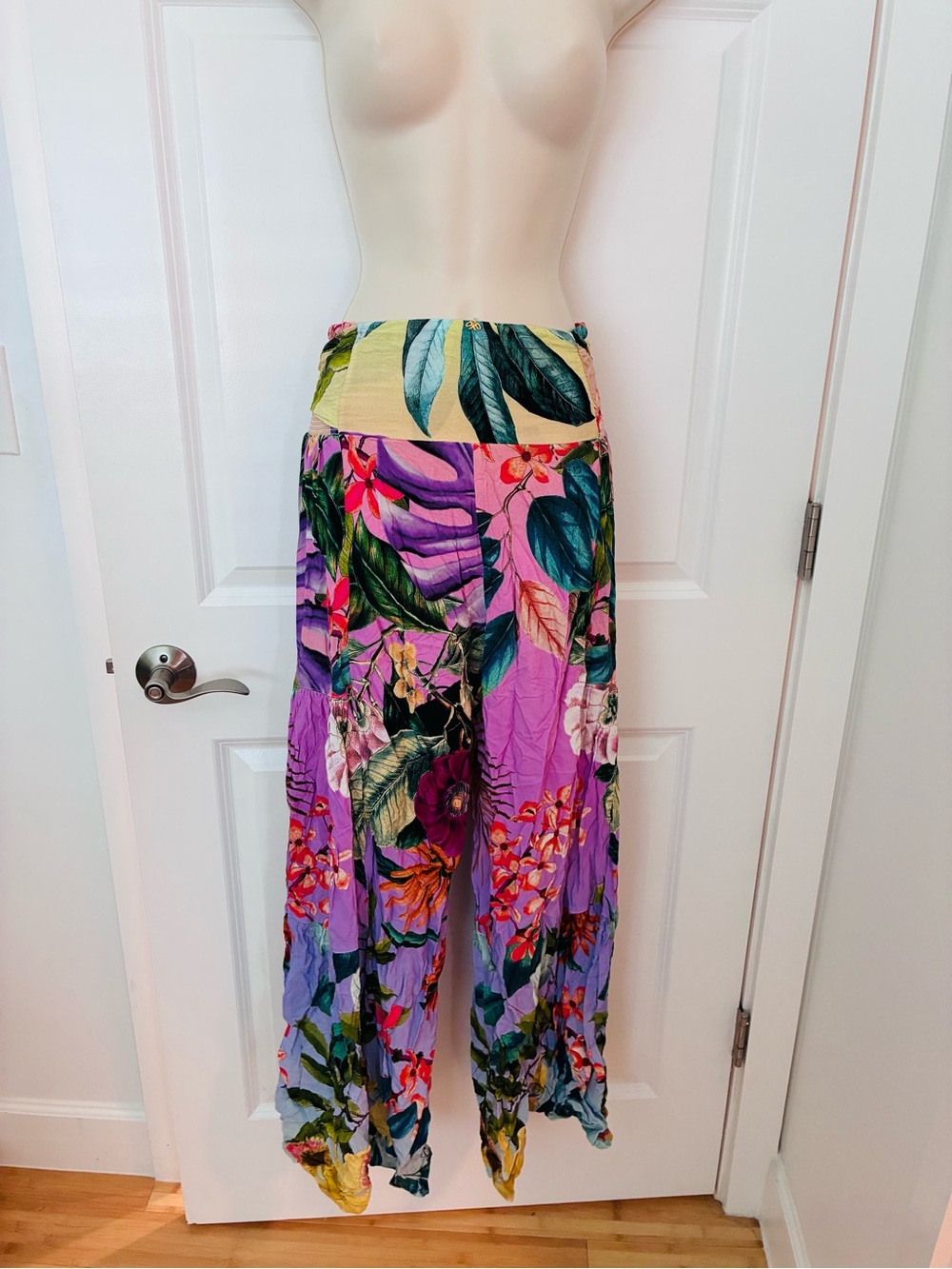 PQ Swim Purple Tropical Floral Wide-Leg Pants (Boston Proper)